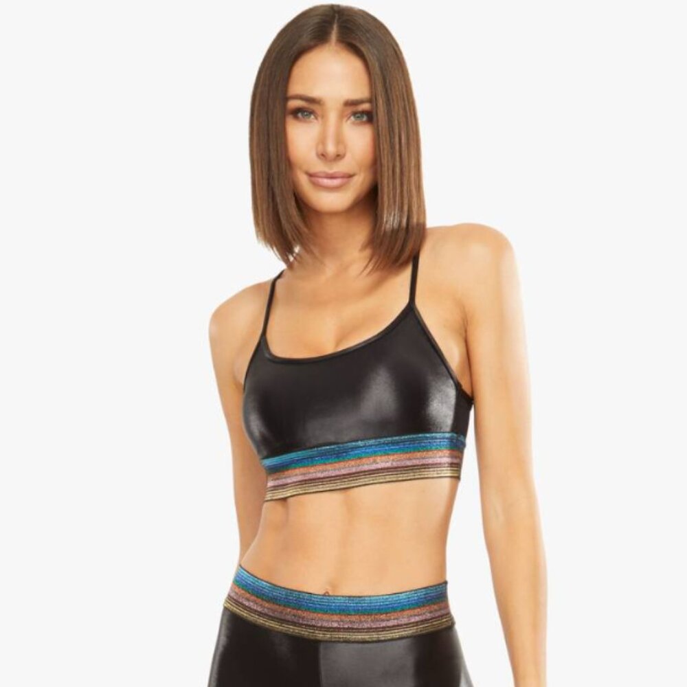 Koral Slate Infinity Sports Bra in Black, Size Small